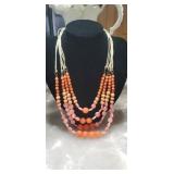 Beautiful Coral Colored Multi-strand Necklace