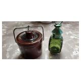 Small crock and Avon faux lantern