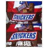 You get 3 bags of fun size snickers bars