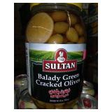 You get a 48oz jar of green cracked olives