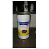 Huge can of WIPES. 160 SHEETS BY PURGENEX. LEMON