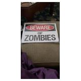BEWARE OF ZOMBIES. NEW METAL SIGN