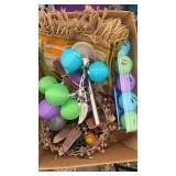 Box of outdoor lights and decorations