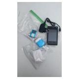 MP3 player, two cordless earbuds, cell phone with