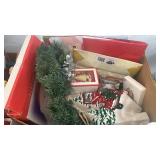 Christmas wreath, Santa platter, ornaments (new),