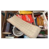 Flat of pencils, pens, cigar box, Coca Cola