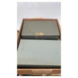 2 metal boxes full of cards and postcards