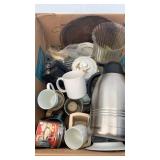 Bone Collector flasks, coffee urn and mugs, vase,