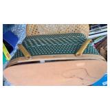 Picnic basket full of yarn and knitting needles