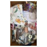 Box of craft and sewing supplies