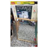 Lot of pictures, mirror, and storage boxes