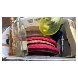 Box with towel holder, bowls and plates, blue