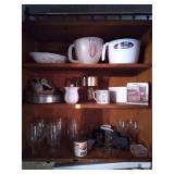 Contents cabinet stemware measuring cups misc