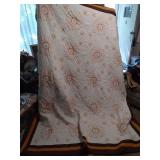 Brown and orange Hand sewn and embroidered quilt