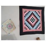 2 quilted hand sewn wall hangings