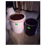 2 crocks, small one is damaged