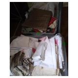 2 plastic totes of Assorted fabric