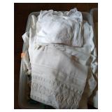 Plastic tote of Assorted Fabric and crochet