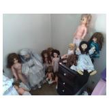 Large group of older dolls
