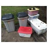 Trash cans and totes Full of batting