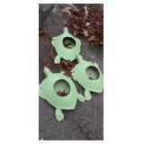 3 plastic turtle planters