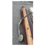 Scooter with wooden handlebar and metal frame