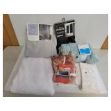 2 blackout curtains, throw blanket, bath towel, 2 blackout curtains, throw blanket, bath towel,