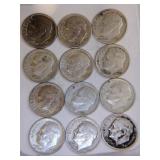 12 silver dimes mixed yrs 12 silver dimes mixed yrs