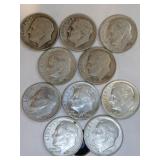 10 silver dimes mixed yrs 10 silver dimes mixed yrs