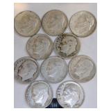 10 silver dimes mixed yrs 10 silver dimes mixed yrs