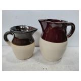 2 pottery pitchers 2 pottery pitchers