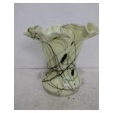 UV Yellow and black Fenton vase 6.5 " tall UV Yellow and black Fenton vase 6.5 " tall