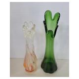 2 finger vases hand blown glass 10in 2 finger vases hand blown glass 10in