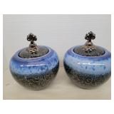 2 Fire pots hand glazed 5in 2 Fire pots hand glazed 5in