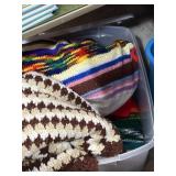 3 afghans in storage tote with lid 3 afghans in storage tote with lid
