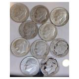 10 silver dimes mixed yrs 10 silver dimes mixed yrs