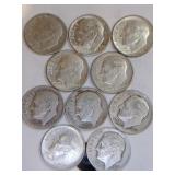 10 silver dimes mixed yrs 10 silver dimes mixed yrs