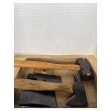 Sledge hammer, axe, and axe heads Sledge hammer, axe, and axe heads
