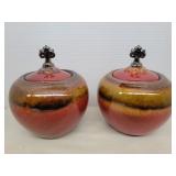 2 Fire pots hand glazed 5in 2 Fire pots hand glazed 5in