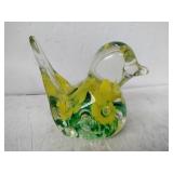 Joe rice  bird paperweight yellow flowers Joe rice  bird paperweight yellow flowers