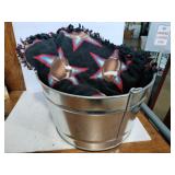 Galvanized bucket with the football blanket Galvanized bucket with the football blanket