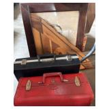 2 suit cases and wall hangings 2 suit cases and wall hangings