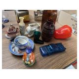 Mixed glass, oriental, and painted Japan pieces Mixed glass, oriental, and painted Japan pieces