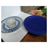 Pottery serving tray  signed and lg plate Pottery serving tray  signed and lg plate
