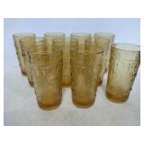10 Amber juice glasses 10 Amber juice glasses