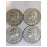 (4) 1964 silver quarters (4) 1964 silver quarters