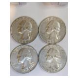 (4) 1964 silver quarters (4) 1964 silver quarters