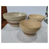 3 pottery dough bowls 3 pottery dough bowls