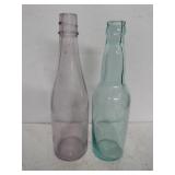 2 hand blown glass bottles 2 hand blown glass bottles