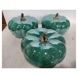 3 glass  teal pumpkins 3 glass  teal pumpkins